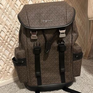 Michael Kors Dark Brown Backpack with Black Accents